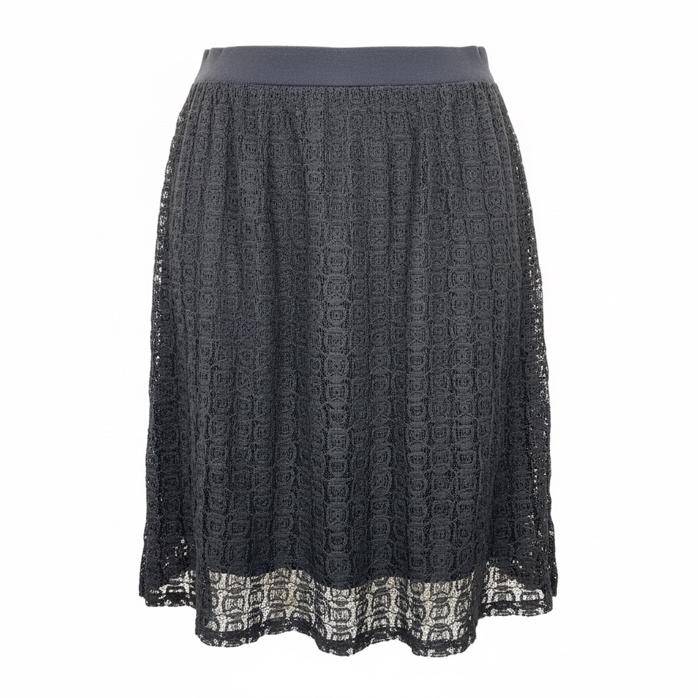 VTG 90s Crochet Midi‎ Skirt Black Sheer Sz M Boho Fairy Whimsigoth DarkCottage